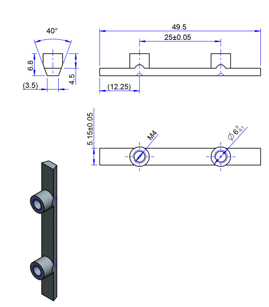 50T10 Edelstahl Nockenverbinder / Einlegeschiene / Ersatzzahn
